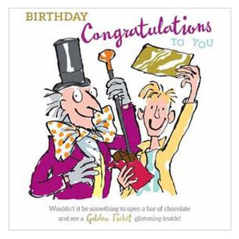 Roald Dahl Charlie & The Chocolate Factory Golden Ticket Birthday Card £2.69